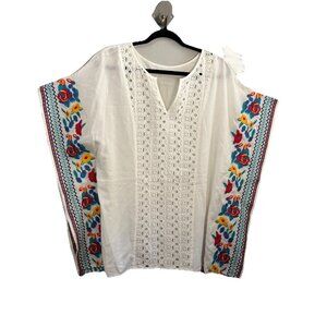Andree By Unit Embroidered Tunic Top Poncho Style Size M/L